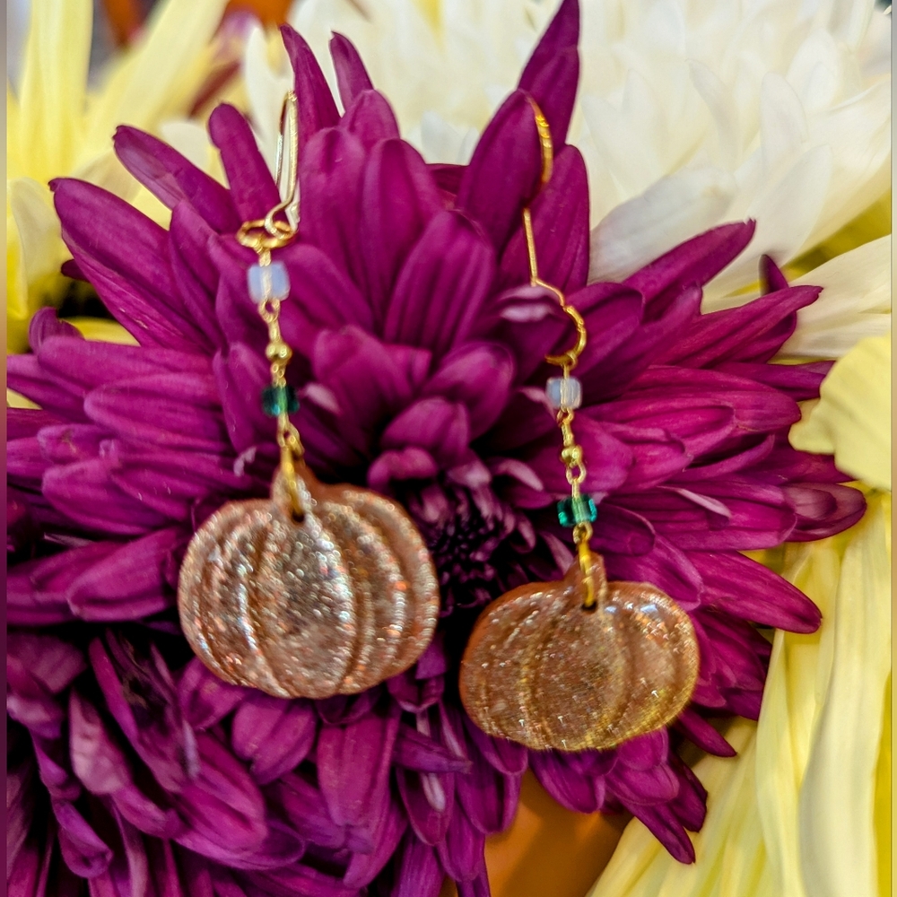 Handmade Polymer Clay Pumpkin Earrings